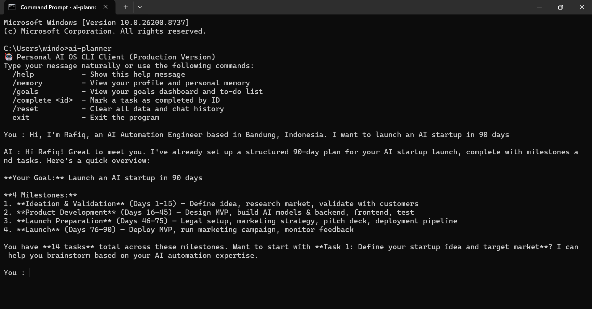 AI Planner CLI - Profile Initialization